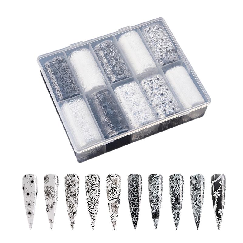 White & Black #8 - Nail Art Transfer Foils